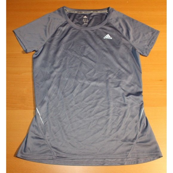 Womens adidas Climalite Short Sleeve Shirt Top Small Gray Athletic Running - Picture 1 of 3